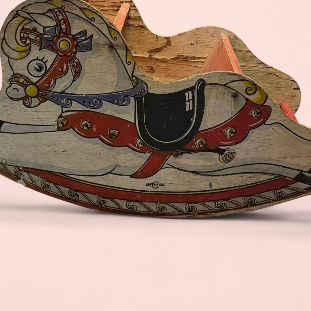Vintage ~ 1940s ~ Children’s Rocking Horse With Seat ~ Wood ~ Hand Painted